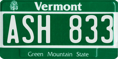 VT license plate ASH833