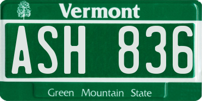 VT license plate ASH836