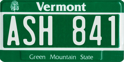 VT license plate ASH841