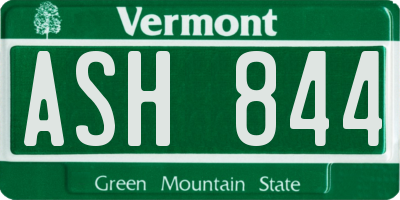 VT license plate ASH844
