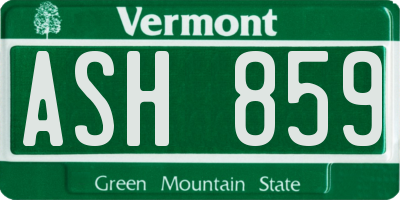 VT license plate ASH859