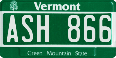 VT license plate ASH866