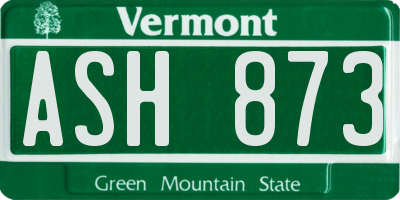 VT license plate ASH873