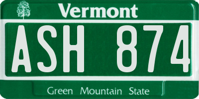 VT license plate ASH874