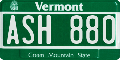 VT license plate ASH880