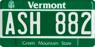 VT license plate ASH882