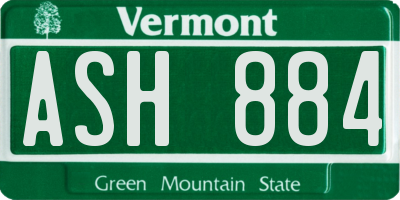 VT license plate ASH884
