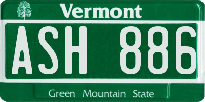 VT license plate ASH886