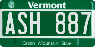 VT license plate ASH887