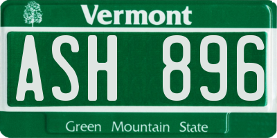 VT license plate ASH896