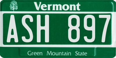 VT license plate ASH897