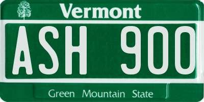 VT license plate ASH900