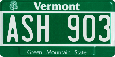 VT license plate ASH903