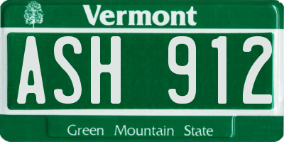 VT license plate ASH912