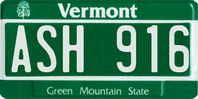 VT license plate ASH916