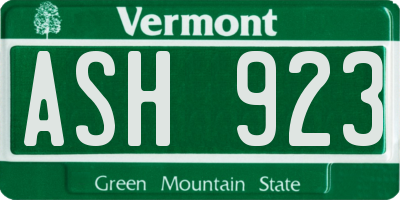 VT license plate ASH923