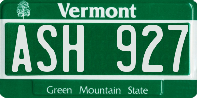 VT license plate ASH927