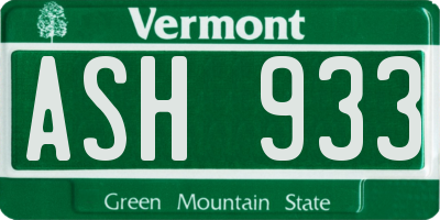 VT license plate ASH933