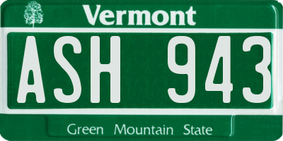 VT license plate ASH943