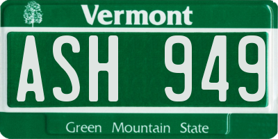 VT license plate ASH949