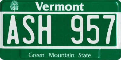 VT license plate ASH957