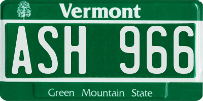 VT license plate ASH966