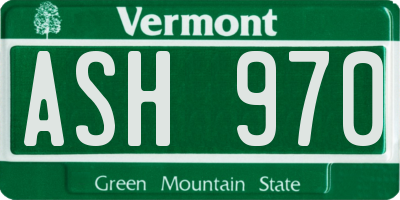 VT license plate ASH970