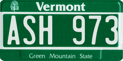 VT license plate ASH973