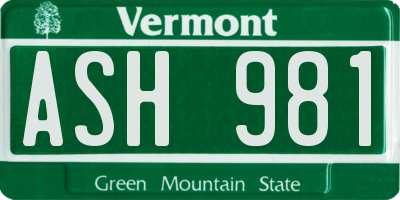VT license plate ASH981