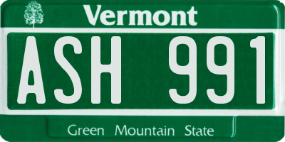 VT license plate ASH991