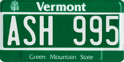 VT license plate ASH995
