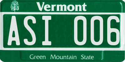 VT license plate ASI006
