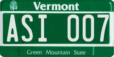 VT license plate ASI007