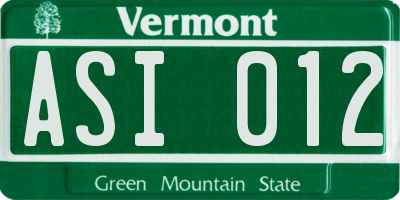 VT license plate ASI012