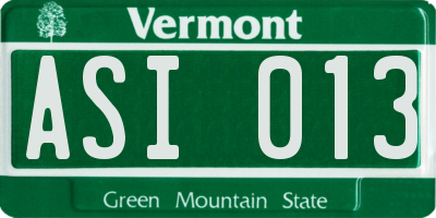 VT license plate ASI013