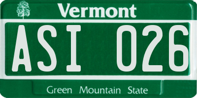 VT license plate ASI026