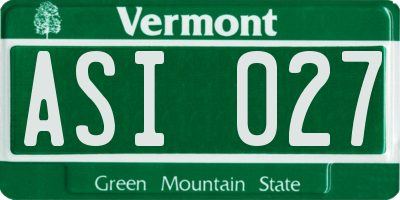 VT license plate ASI027