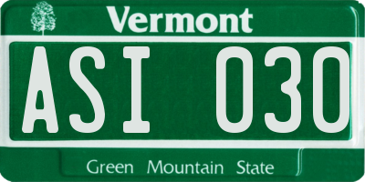 VT license plate ASI030