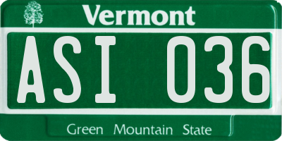 VT license plate ASI036
