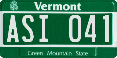 VT license plate ASI041