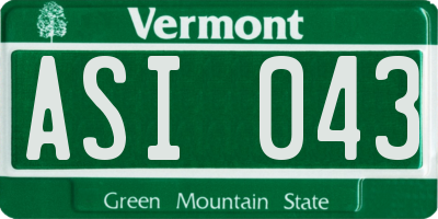 VT license plate ASI043