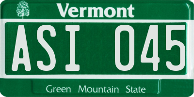 VT license plate ASI045