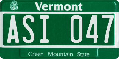 VT license plate ASI047