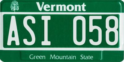 VT license plate ASI058