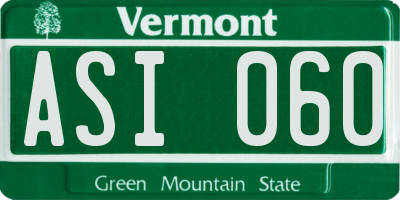 VT license plate ASI060