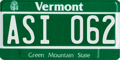 VT license plate ASI062