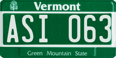 VT license plate ASI063
