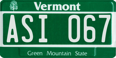 VT license plate ASI067