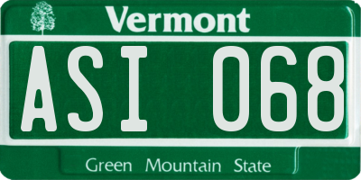 VT license plate ASI068