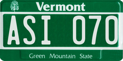 VT license plate ASI070